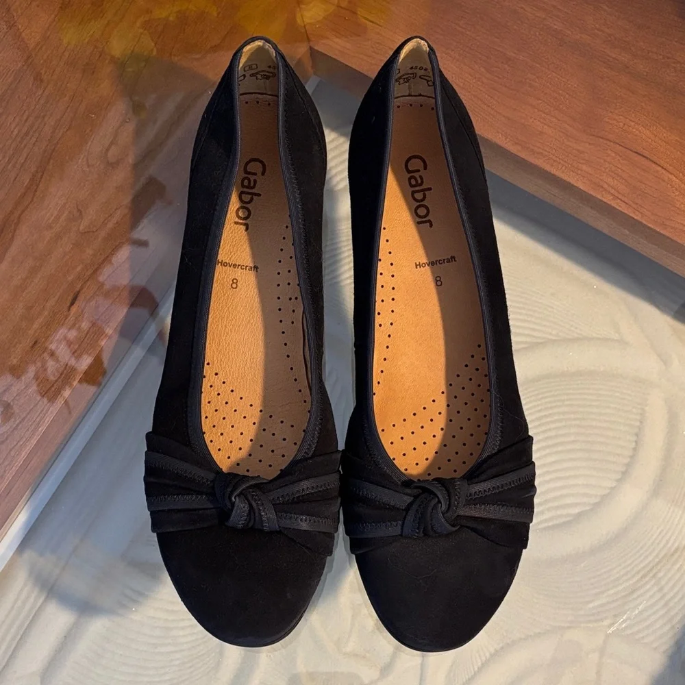 Gabor Women's Black Suede Knotted Flats - Picture 1 of 10